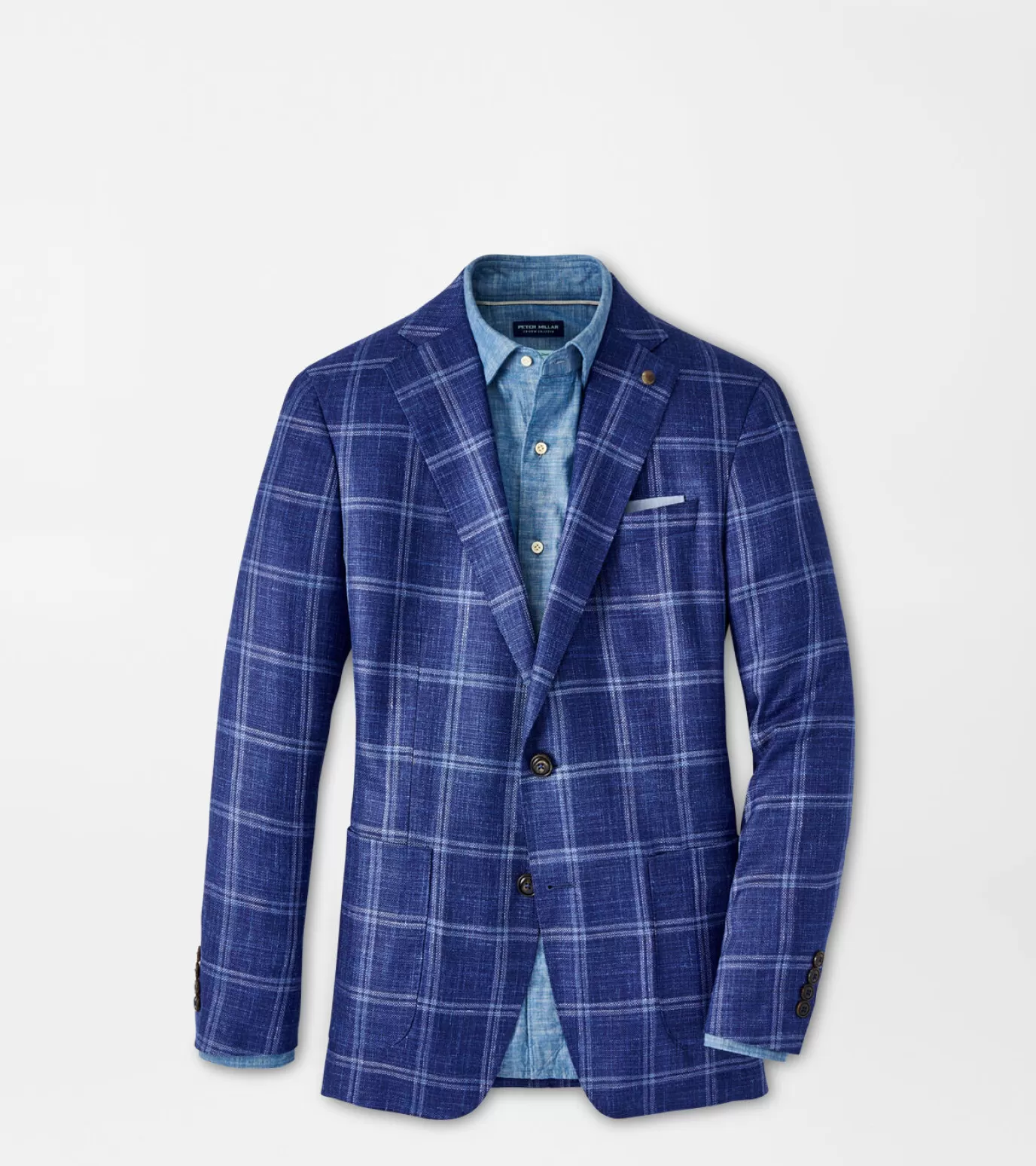 For The Course | Coastal Adventure-MEN | MEN Peter Millar Sola Windowpane Soft Jacket Atlantic Blue