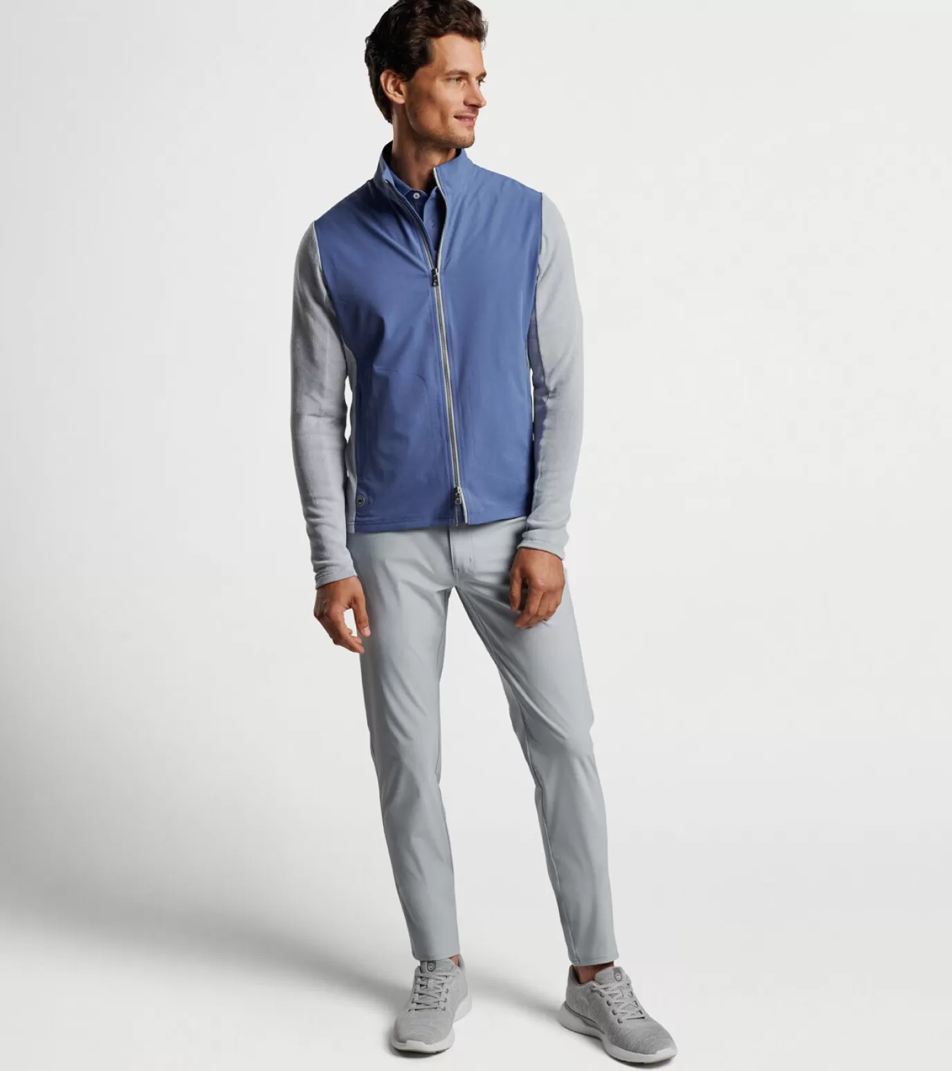 Travel Well-MEN Peter Millar Solstice Performance Hybrid Full-Zip Cardigan BLUE PEARL