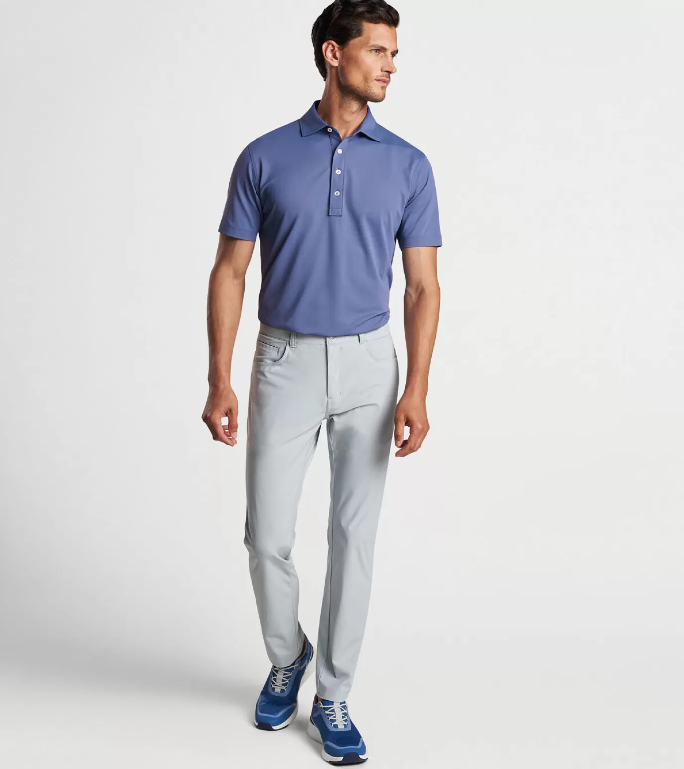 Performance Rain Gear | Travel Well | Polos-GOLF | Youth | MEN | MEN Peter Millar Soul Performance Mesh Polo Blue Frost