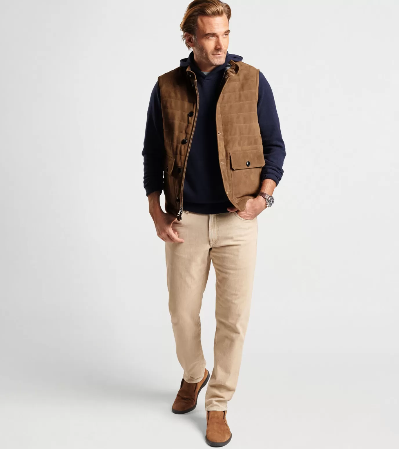 Coastal Adventure | U.S. Open Collection | Jackets & Coats-MEN | MEN | MEN Peter Millar Suede Greenwich Vest Birchwood