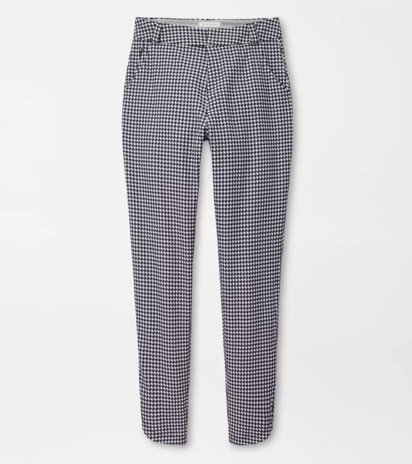 Crown-WOMEN Peter Millar Surge Gingham Print Performance Ankle Pant Black