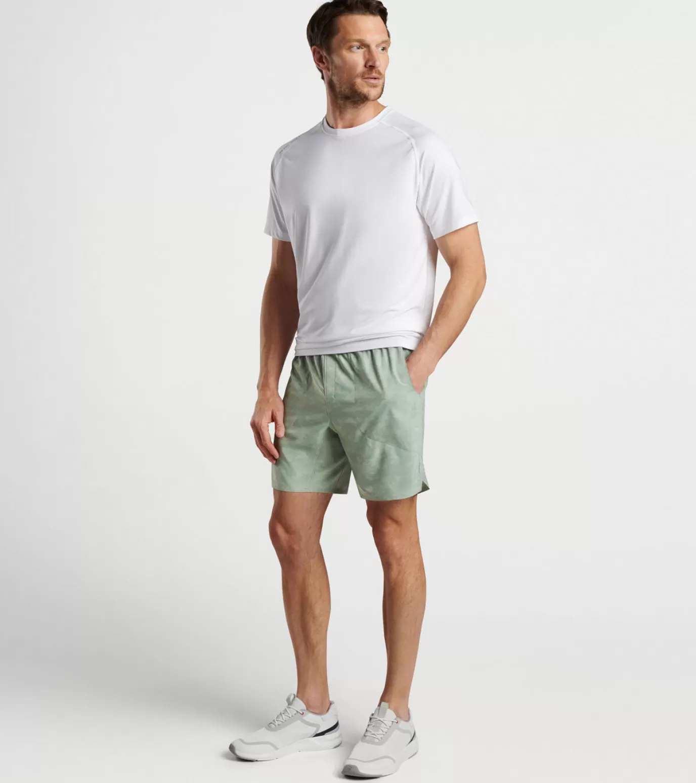 T-Shirts-MEN Peter Millar Swift Camo Performance Short SAGE FOG