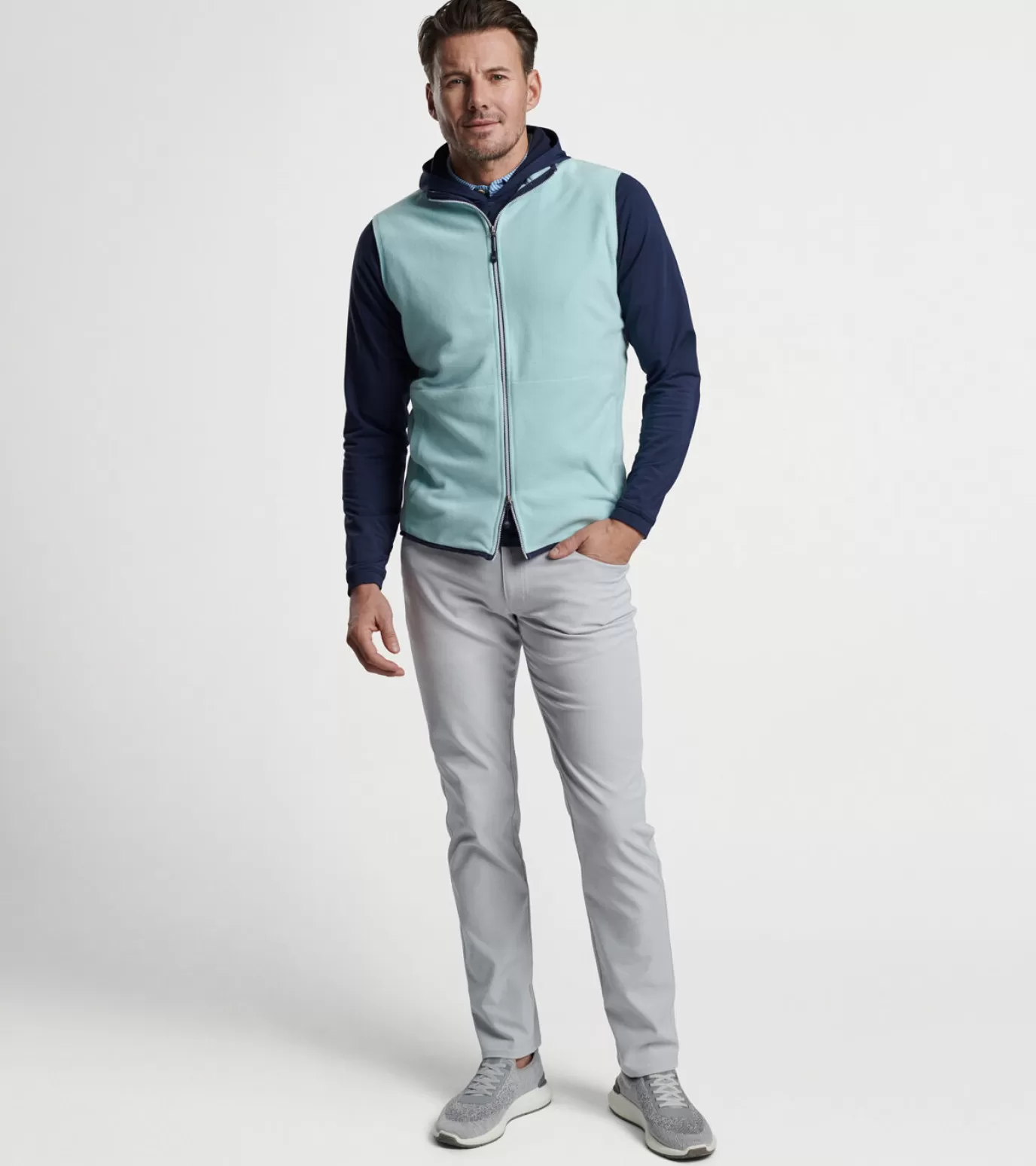 Travel Well | Coastal Adventure | Jackets & Coats-MEN | MEN | MEN Peter Millar Thermal Flow Micro Fleece Vest Celeste