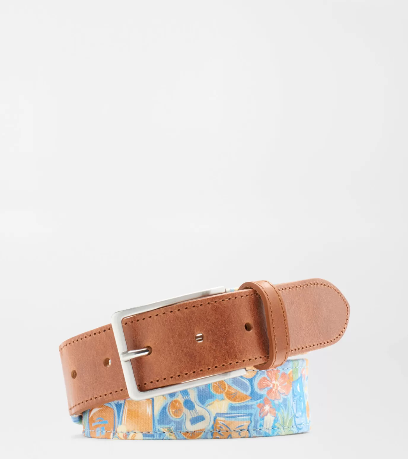 Mountain Getaway-MEN Peter Millar Tiki Time Printed Belt ORANGE SLICE