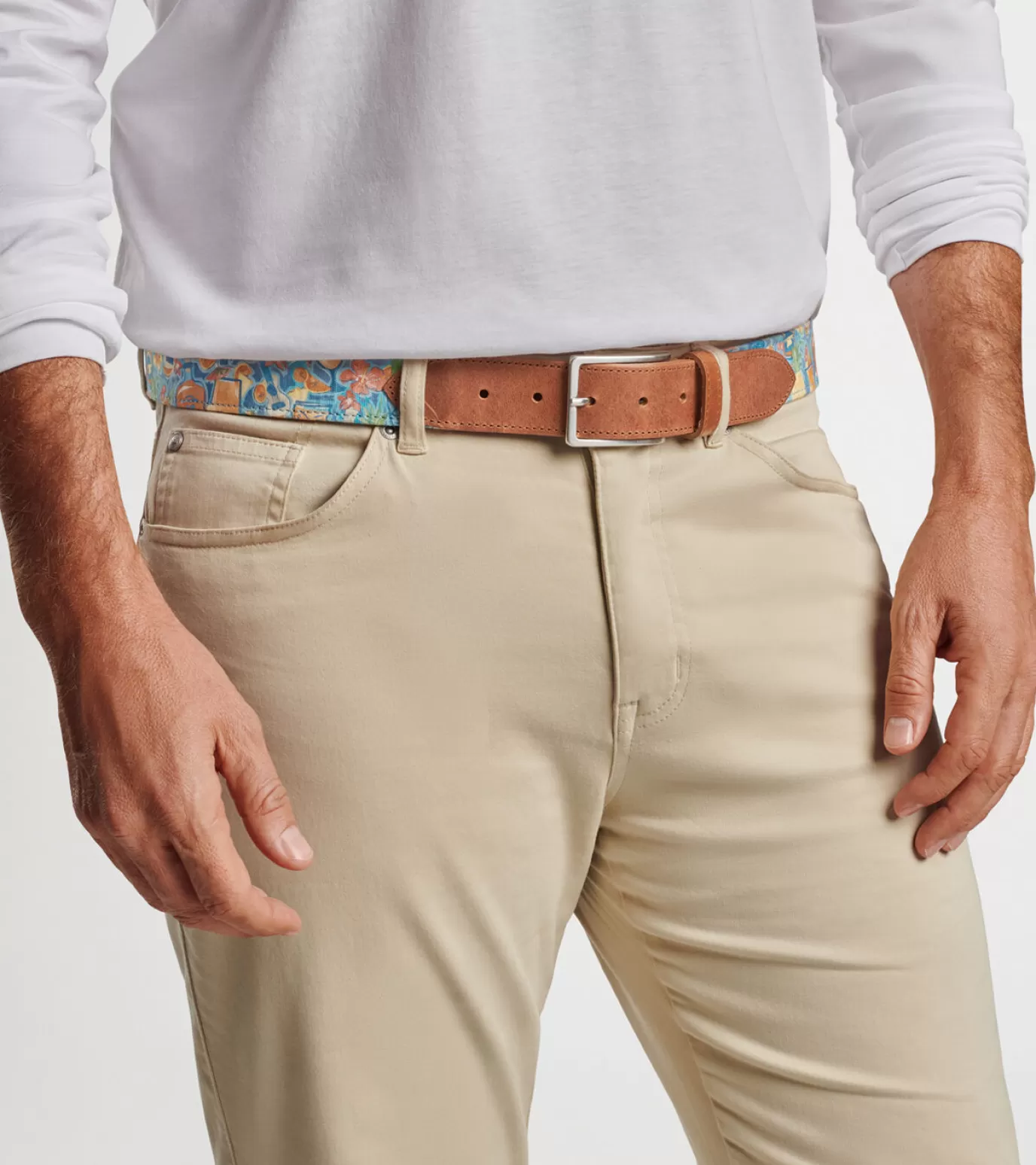 Mountain Getaway-MEN Peter Millar Tiki Time Printed Belt ORANGE SLICE