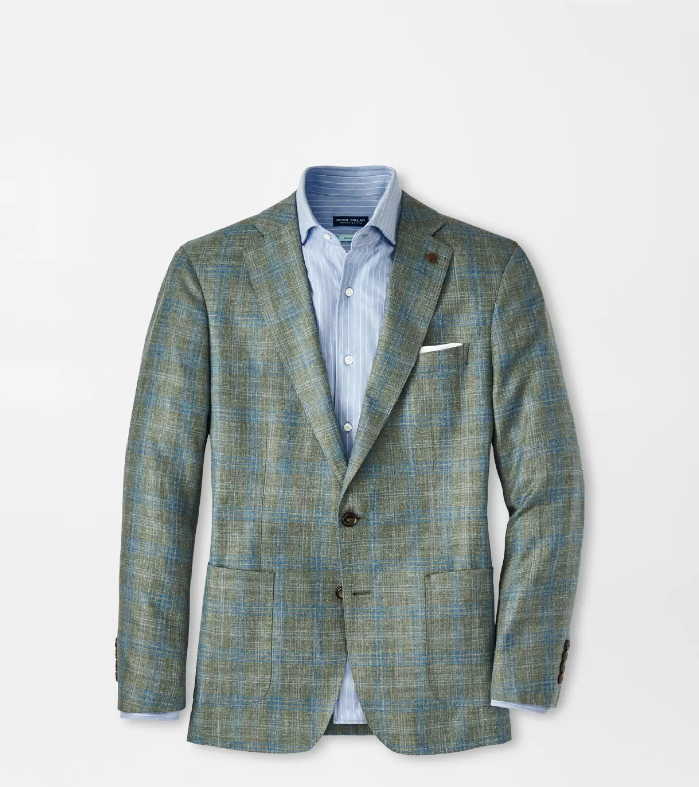 For The Course-MEN Peter Millar Tremont Plaid Soft Jacket EUCALYPTUS