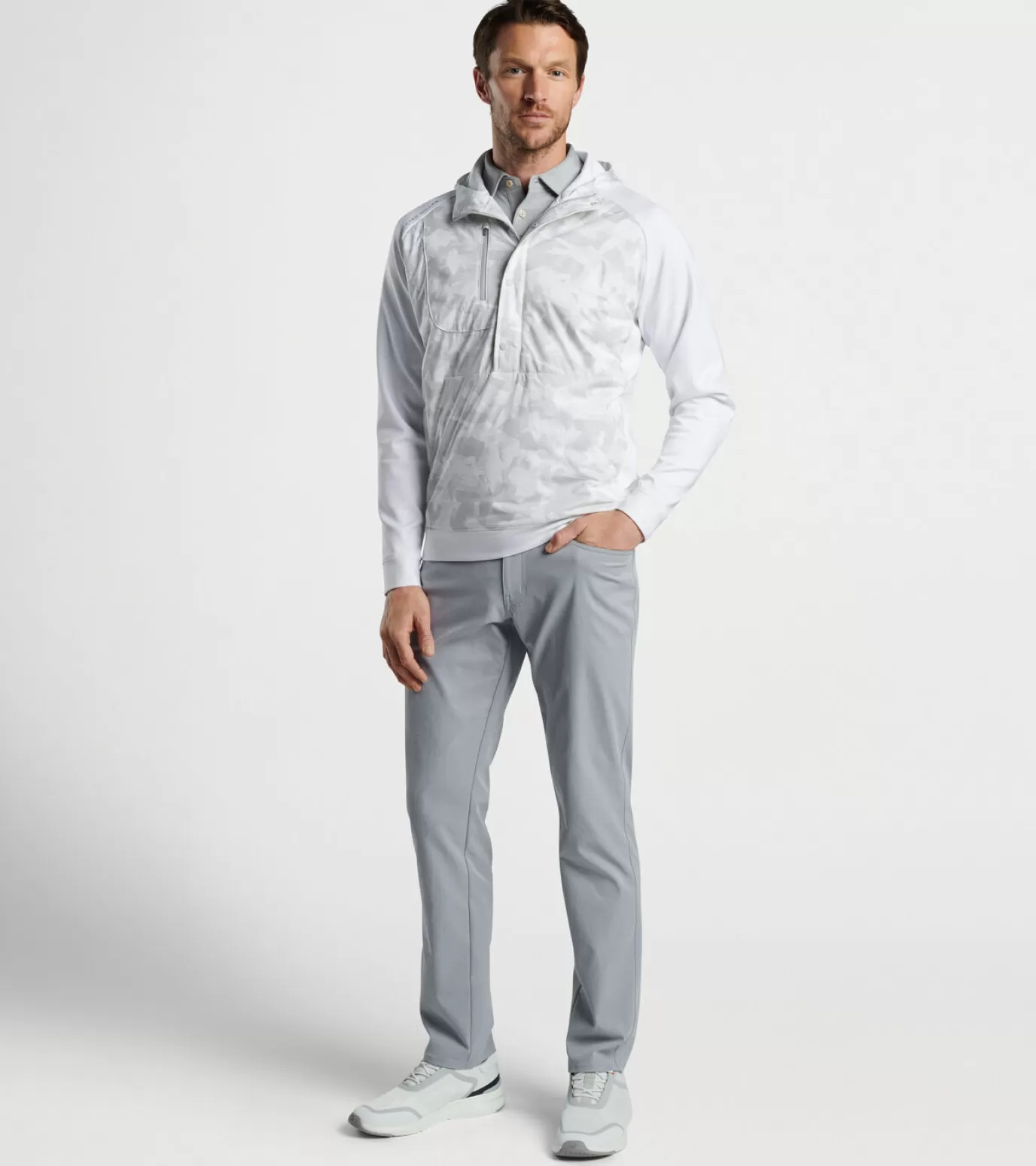 Polos | Travel Well | Sweaters-GOLF | MEN | MEN Peter Millar Weld Brushstroke Camo Half Snap Hoodie White