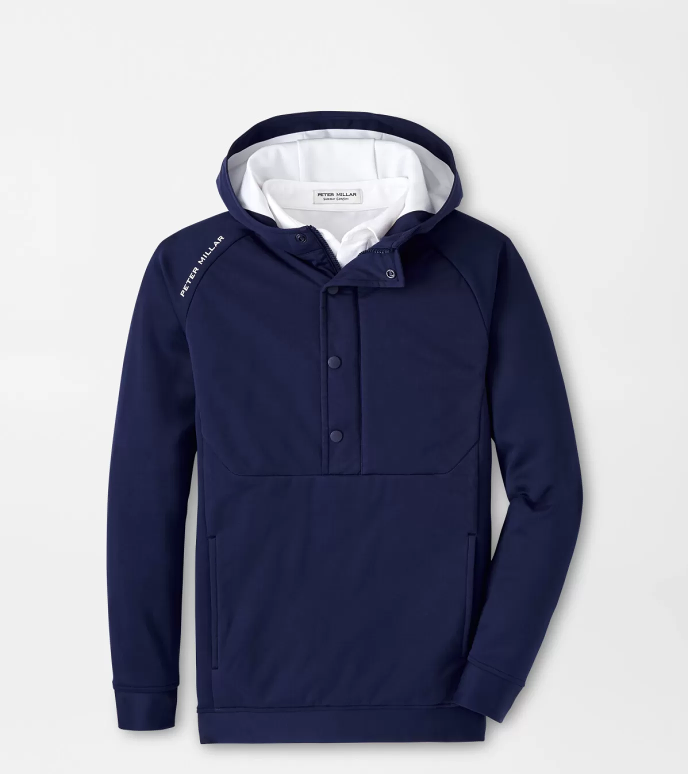 Active-WOMEN Peter Millar Weld Youth Half Snap Hoodie Navy