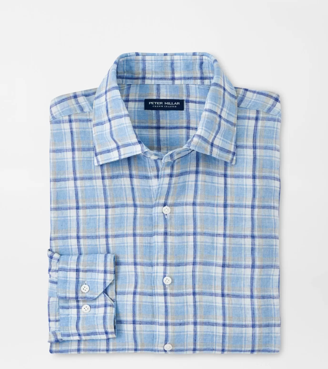 For The Course | Coastal Adventure-MEN | MEN Peter Millar Woodlawn Linen Sport Shirt Blue Frost